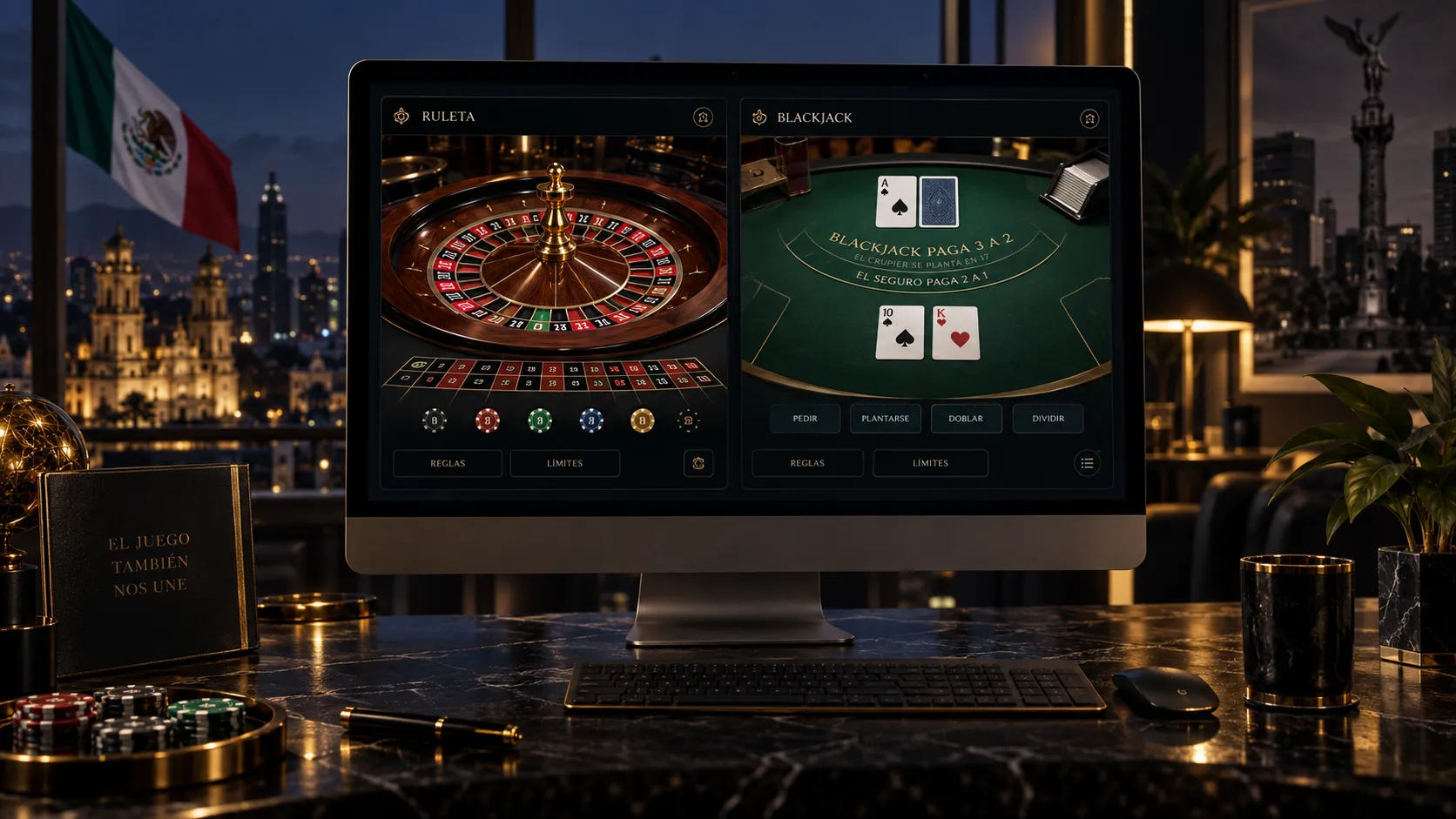 Ruleta y blackjack en una plataforma de casino online