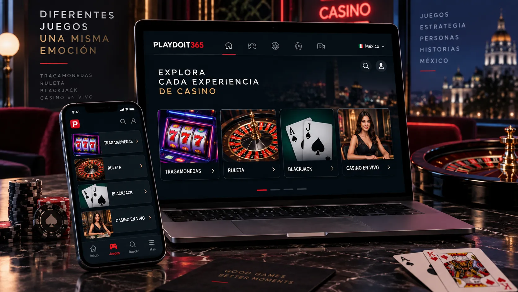 Comparación visual de distintas categorías de juegos de casino