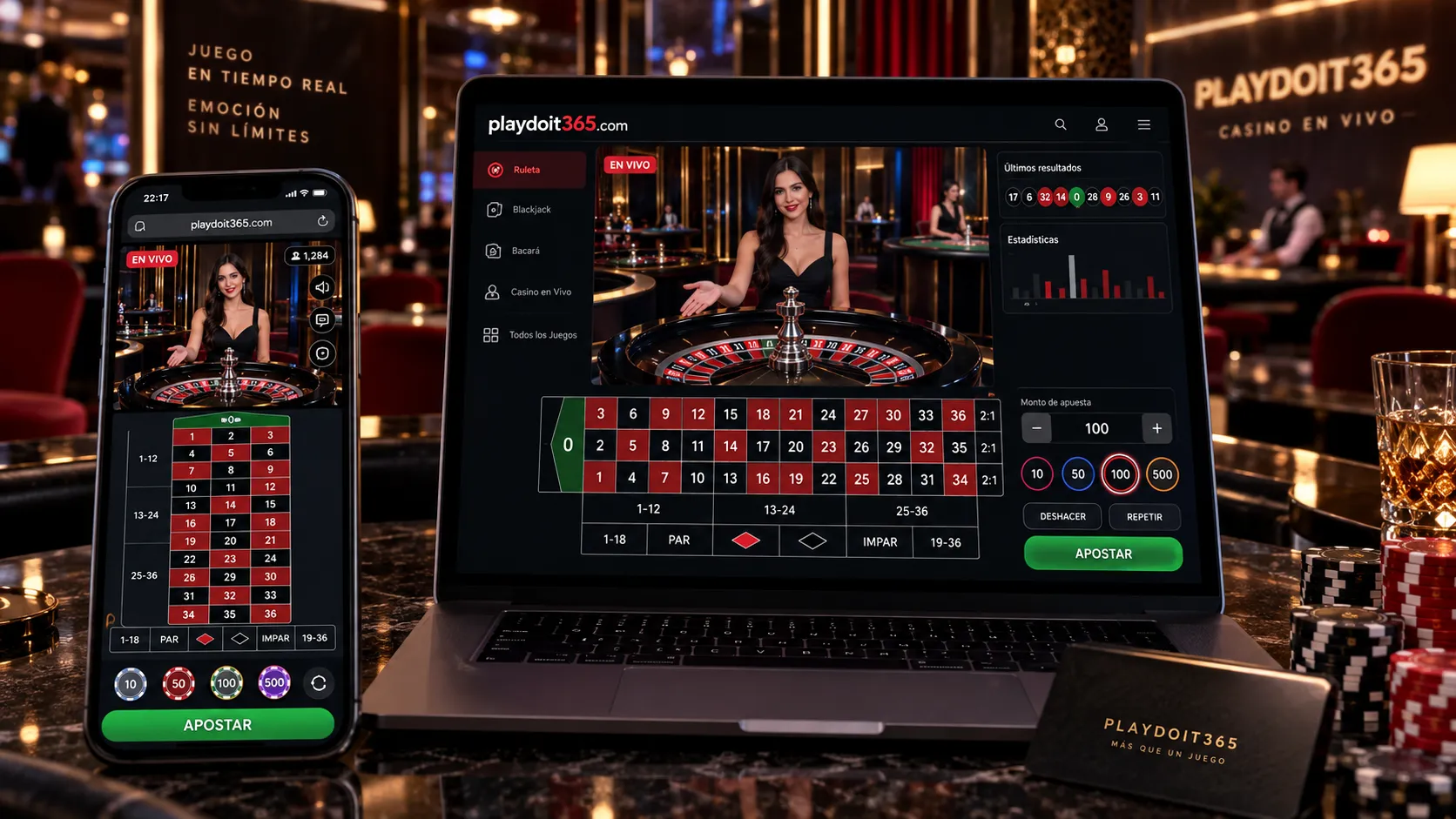 Mesa de ruleta en vivo mostrada en una interfaz digital