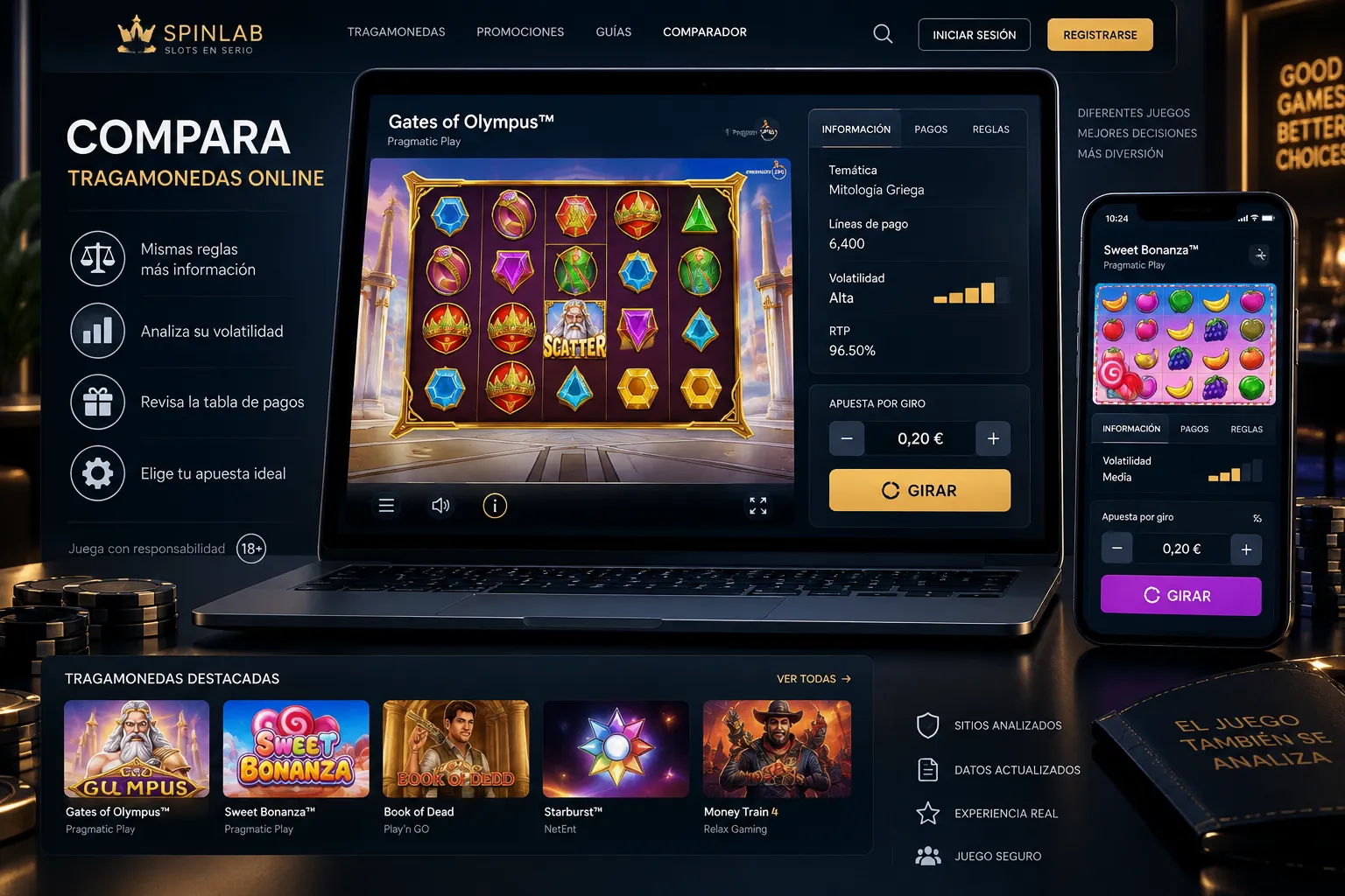 Pantalla de tragamonedas online con reglas, pagos y opciones de apuesta