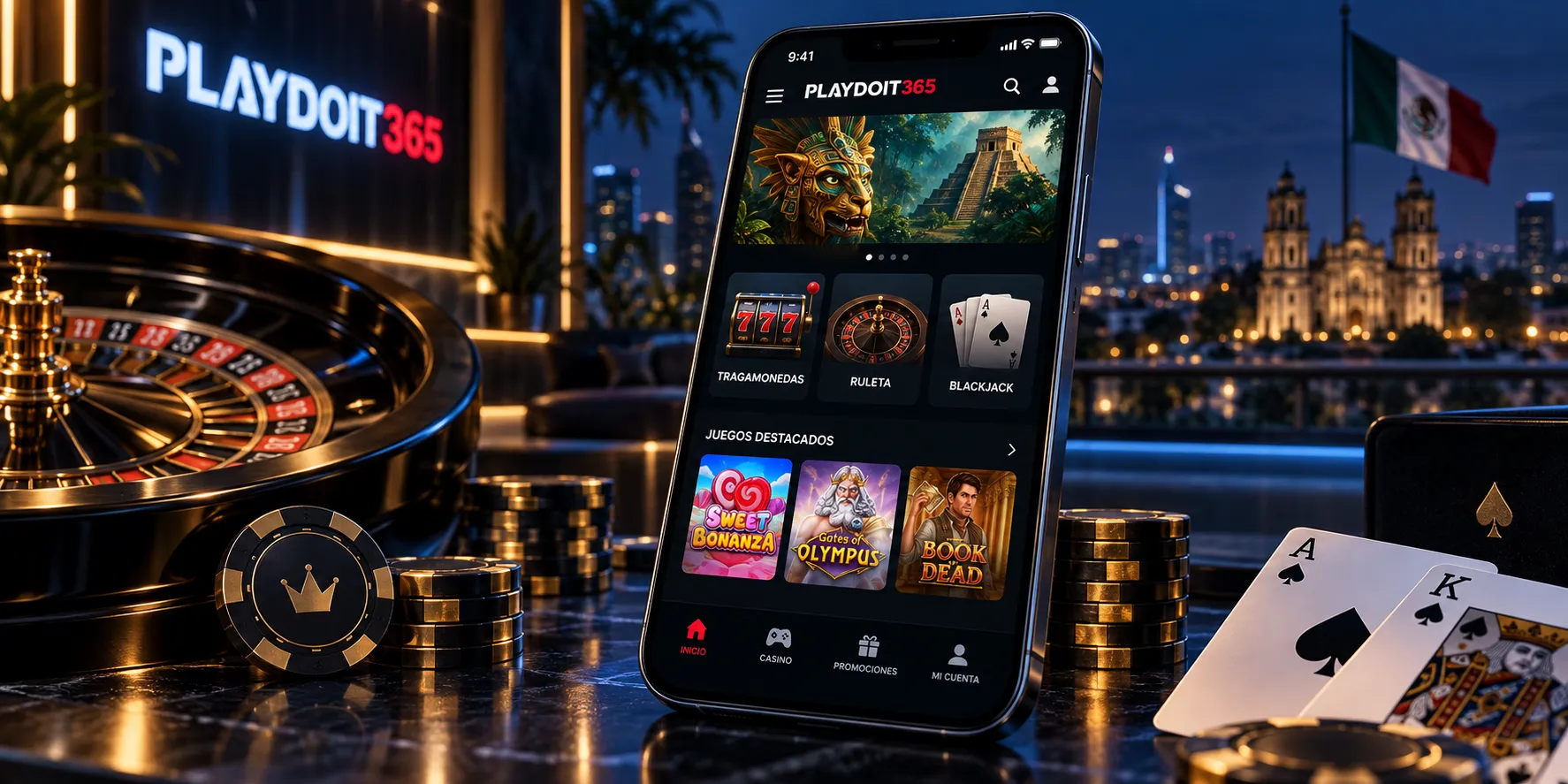 Interfaz móvil con juegos de casino compatibles con celular