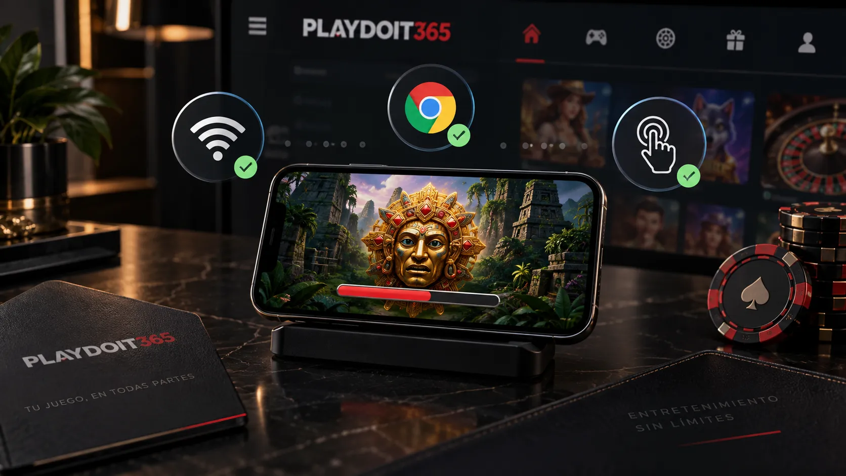 Comprobación de conexión y navegador para juegos de casino móviles
