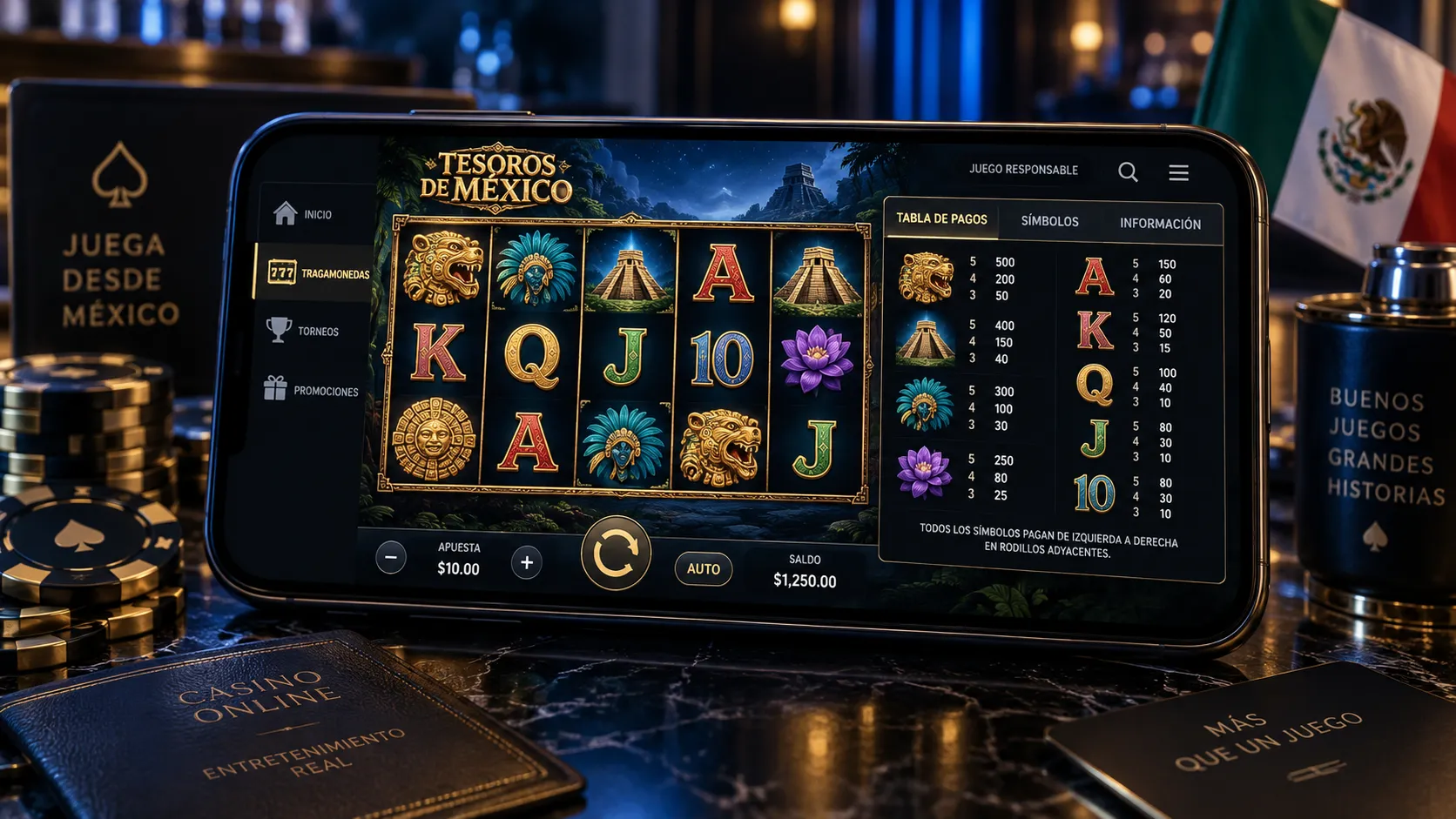 Tabla de pagos y reglas de una tragamonedas online