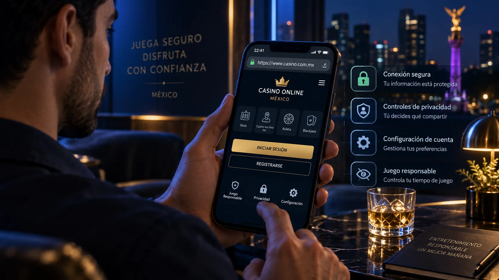 Acceso seguro a un casino online desde un teléfono móvil