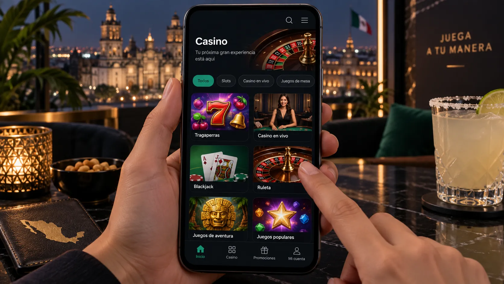 Exploración de juegos de casino desde un celular